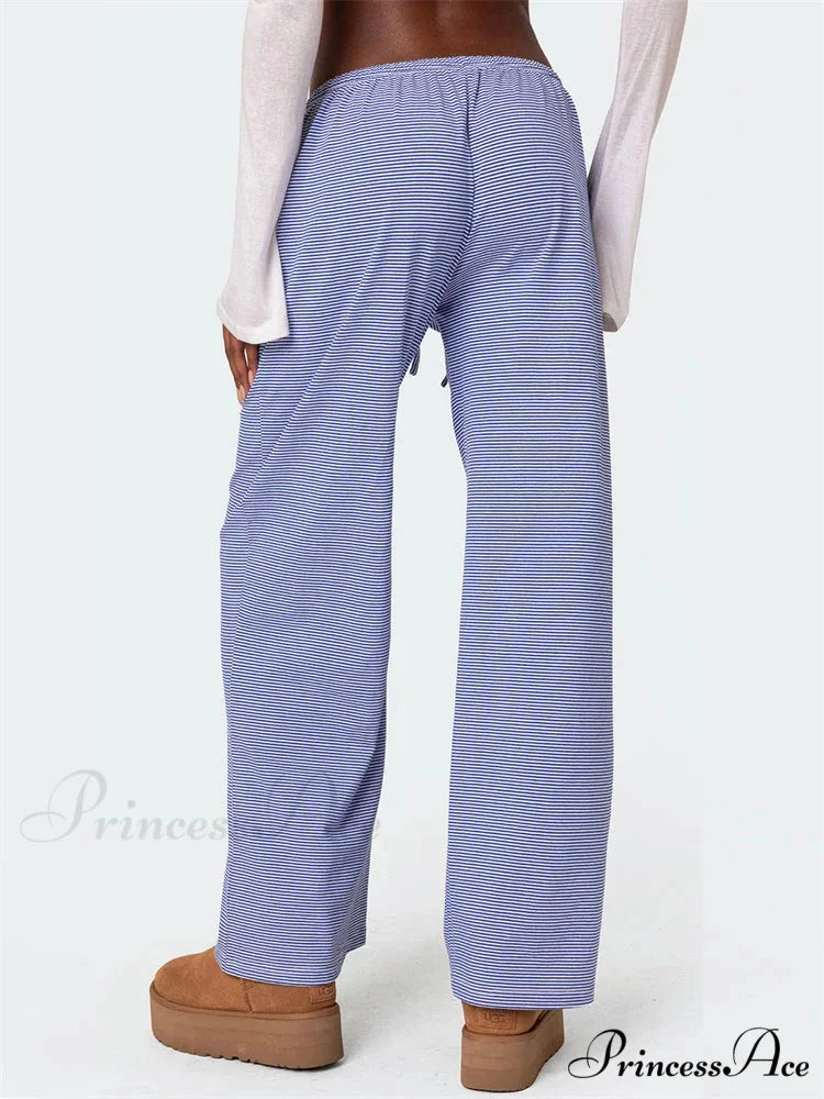 Striped Fasten-Up Flexible Waist Baggy Informal Pant pant-250223