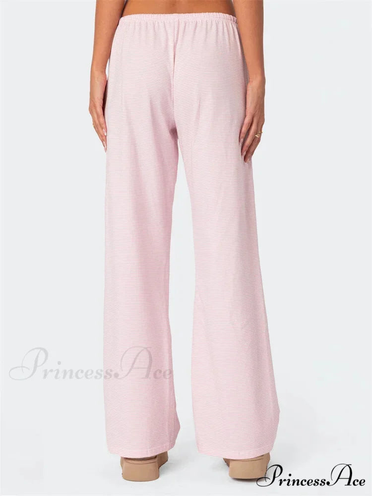 Striped Fasten-Up Flexible Waist Baggy Informal Pant pant-250223