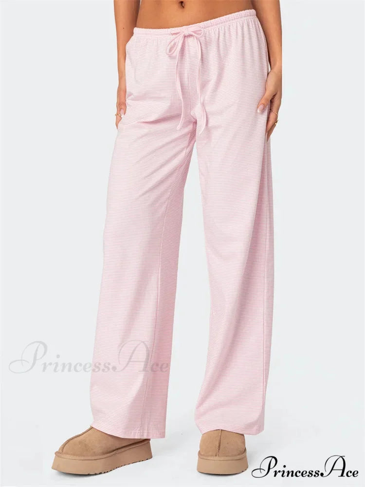 Striped Fasten-Up Flexible Waist Baggy Informal Pant PRUPLR / S pant-250223