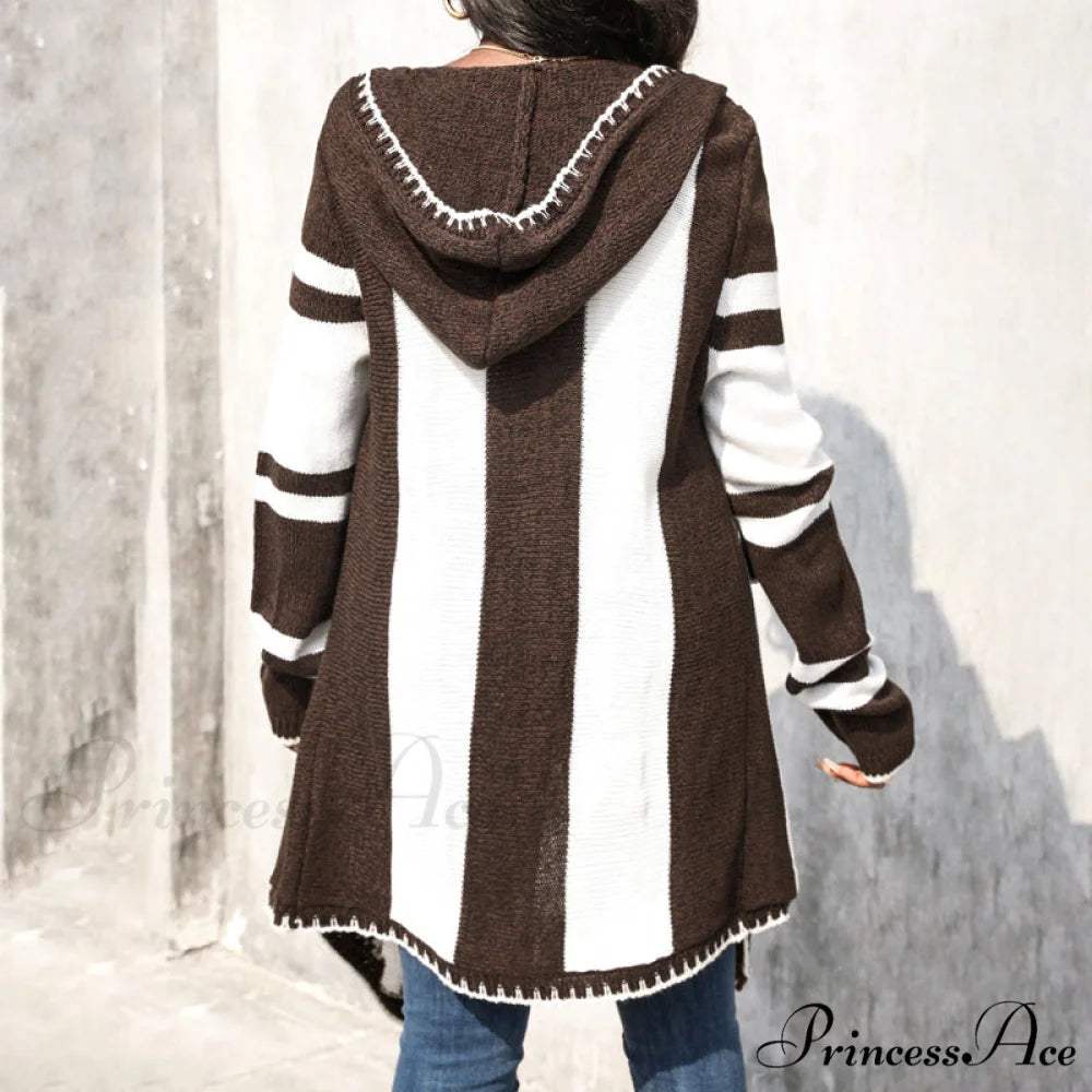 Striped Hooded Cardigan