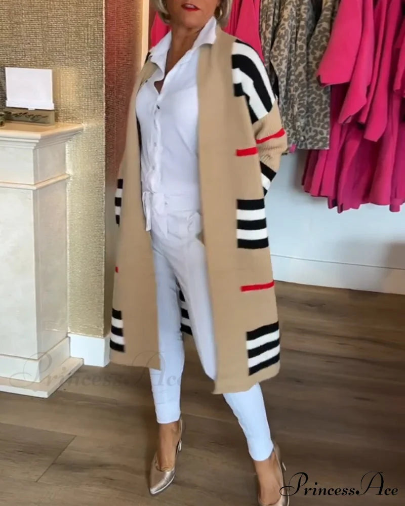 Striped Long Arm Cardigan