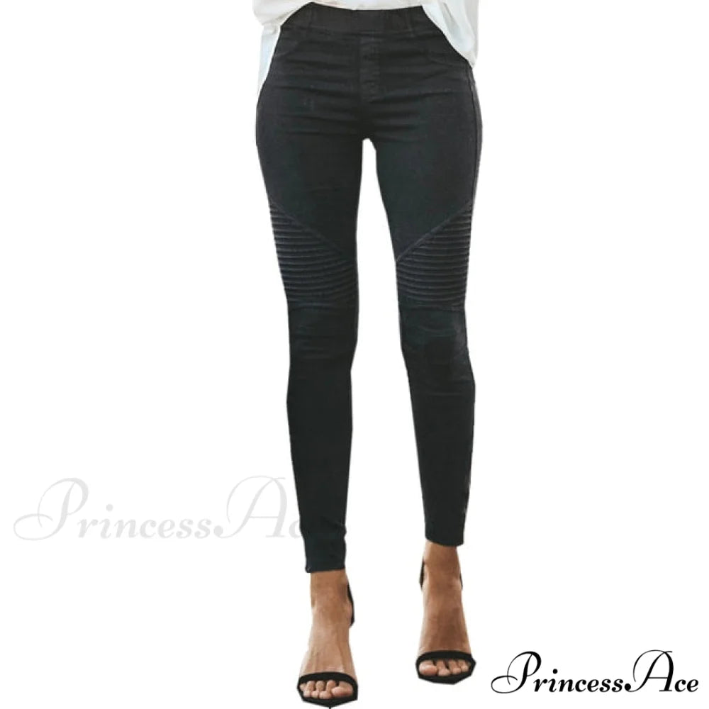 Striped Print Imitation Jean black / S