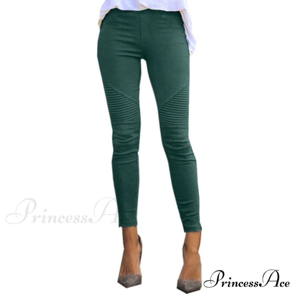 Striped Print Imitation Jean green / S