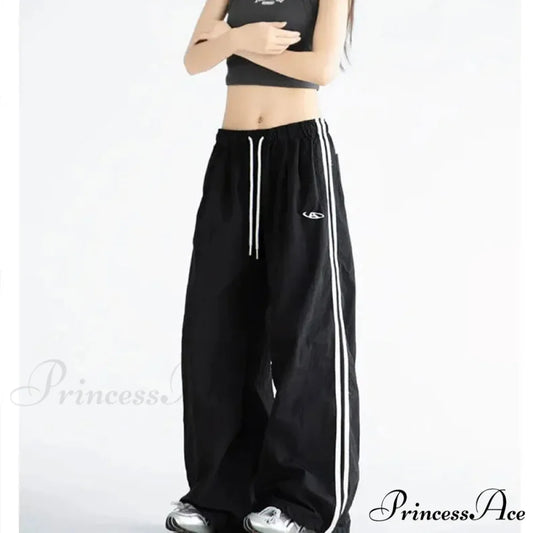 Striped Retro Women Sweatpants Trousers Black / S pants-241228