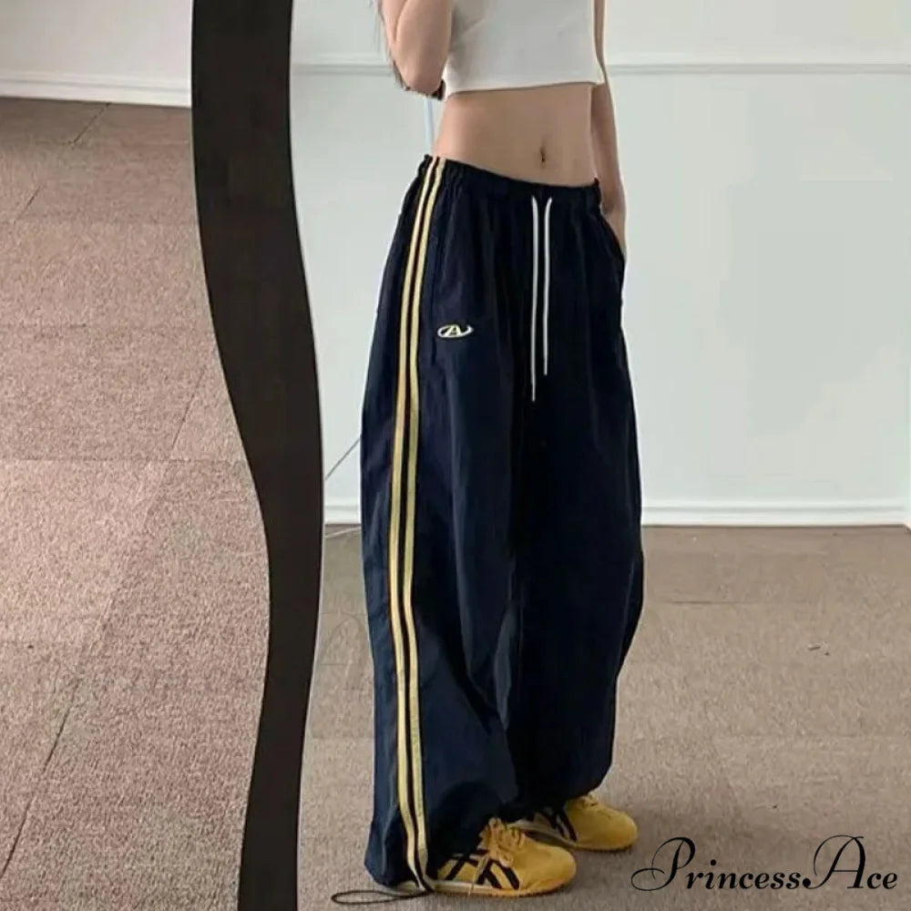 Striped Retro Women Sweatpants Trousers black / S pants-241228