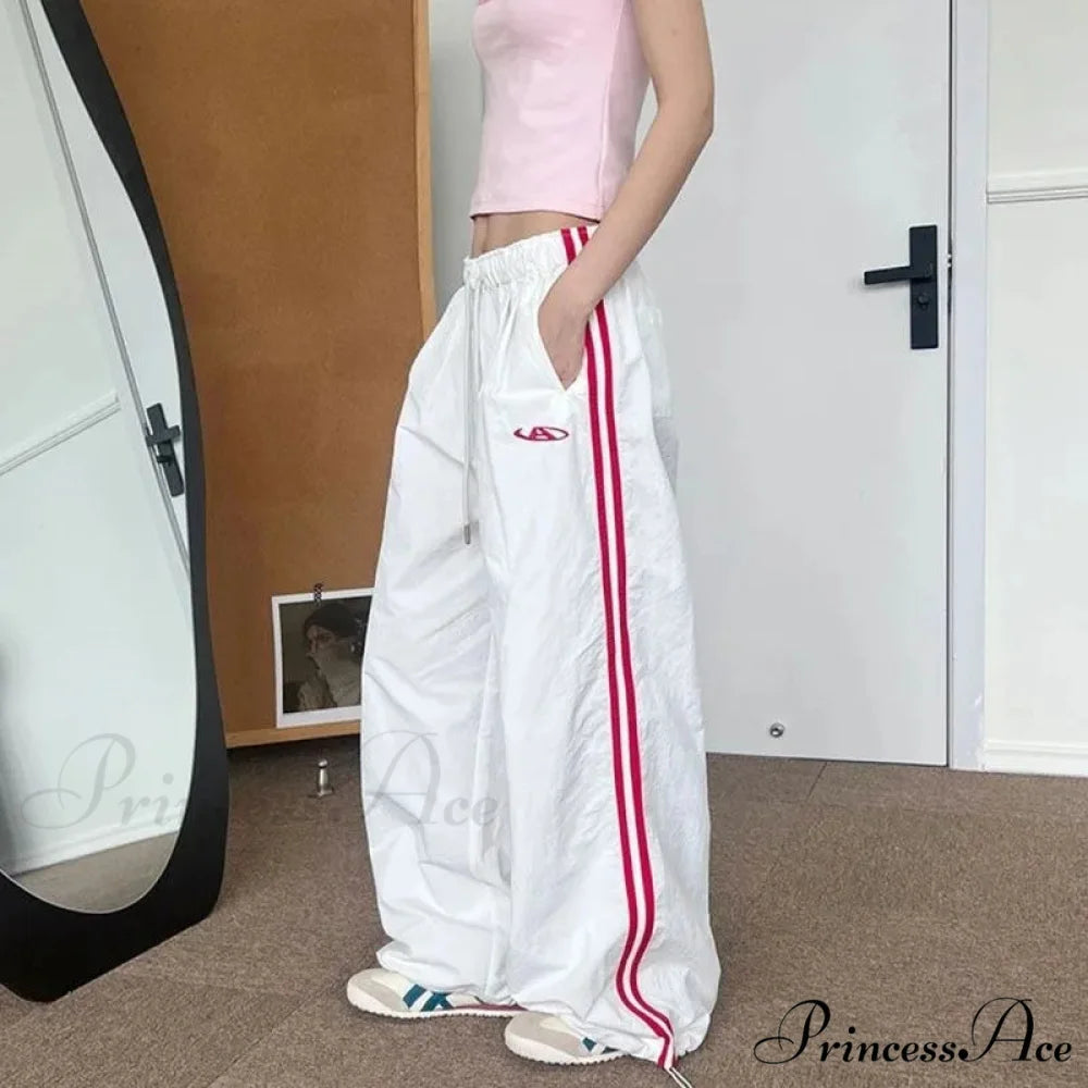 Striped Retro Women Sweatpants Trousers White / S pants-241228