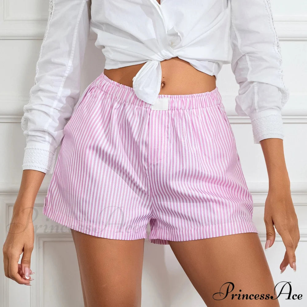 Striped Solid Stretchy Waist Short short-250223