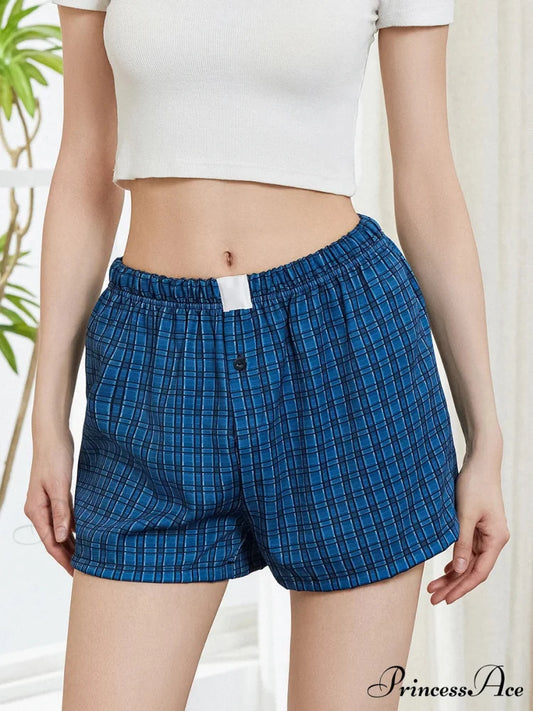 Strong Checkered Stretchy Waist Short short-250223