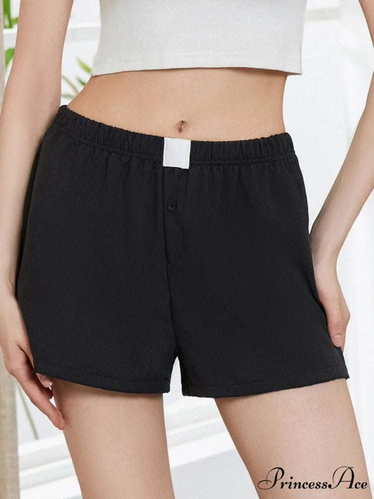 Strong Checkered Stretchy Waist Short black / S short-250223