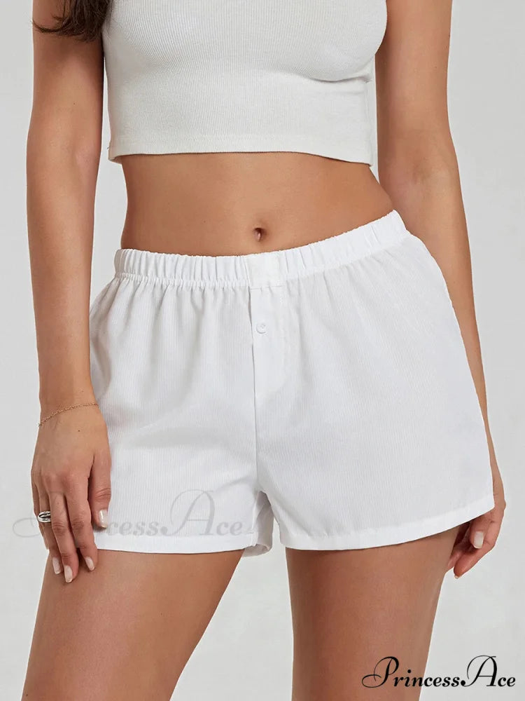 Strong Checkered Stretchy Waist Short white / S short-250223