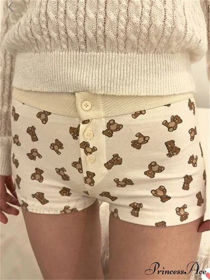 Strong Love Pattern Stretchy Brief white2 / S short-250223