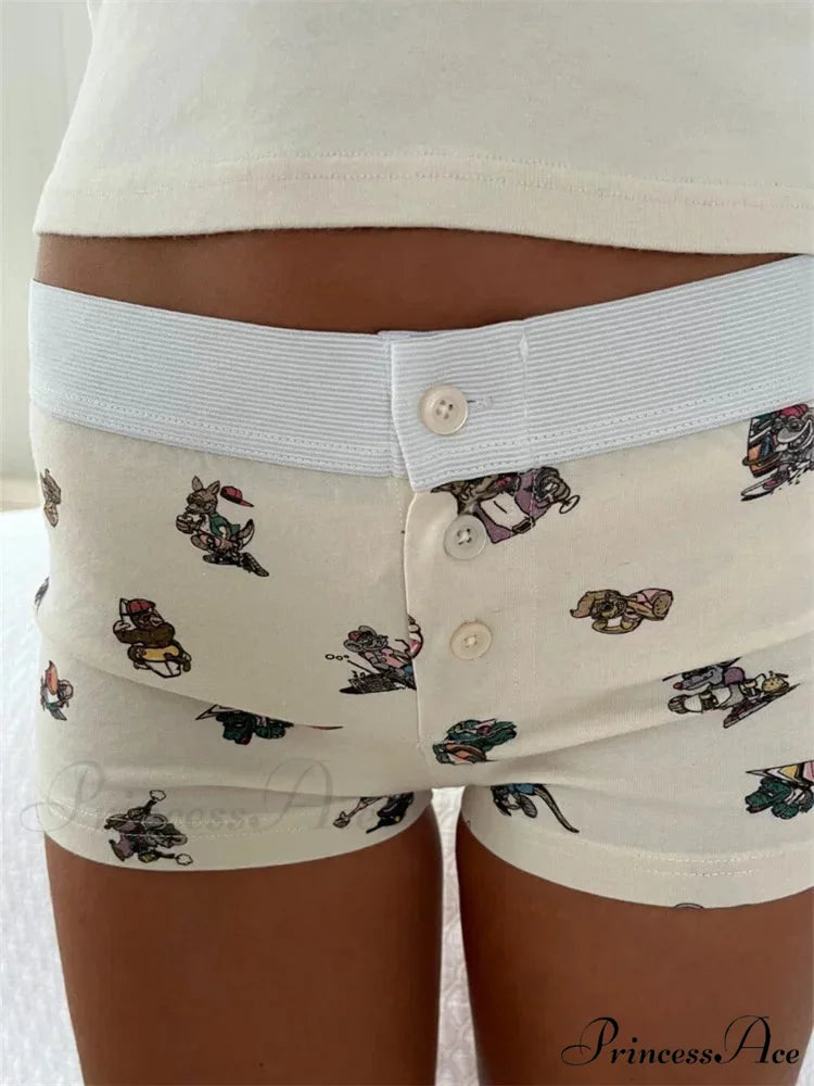 Strong Love Pattern Stretchy Brief white3 / S short-250223