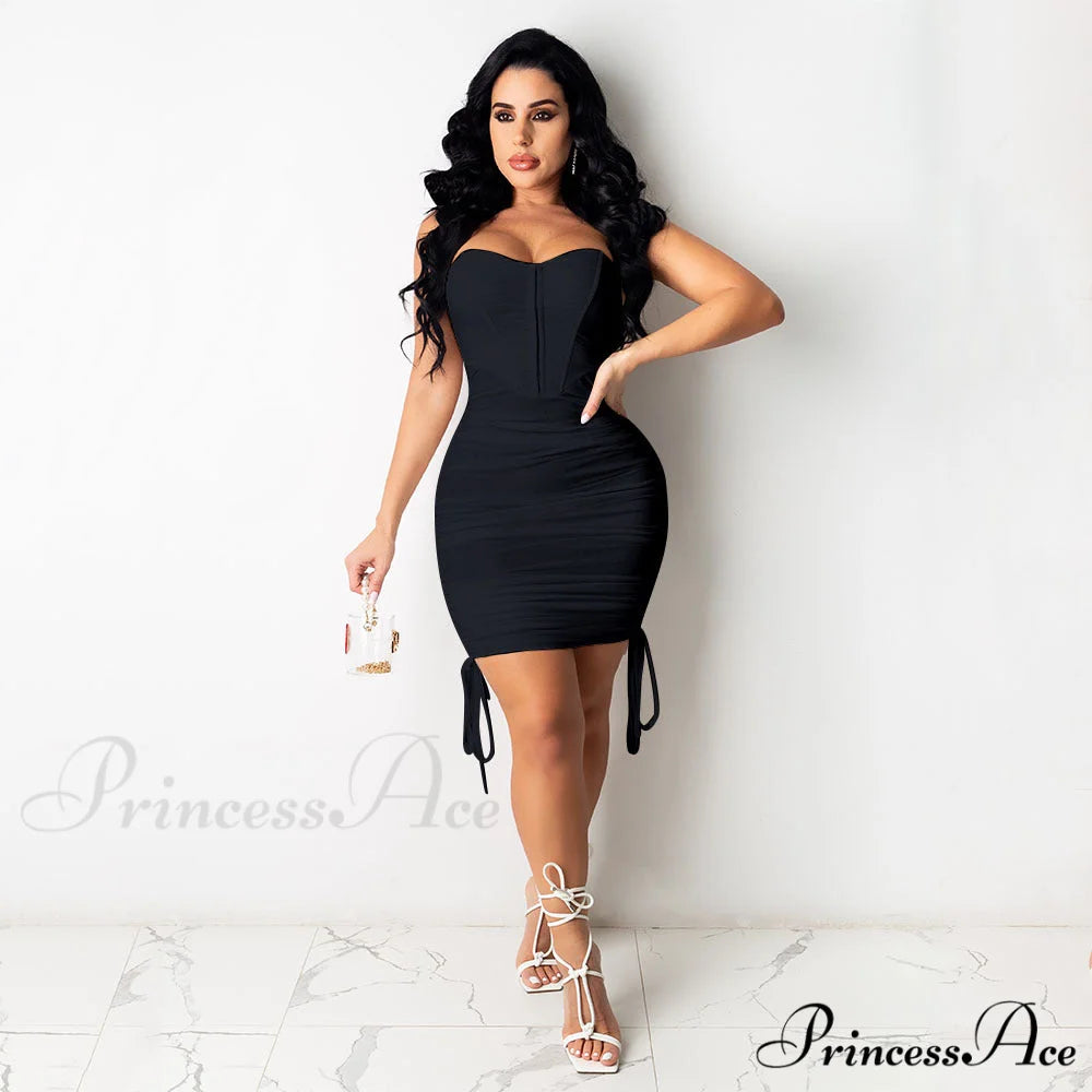 Stunner Status Stylish Strapless Mini Dress BLACK / S