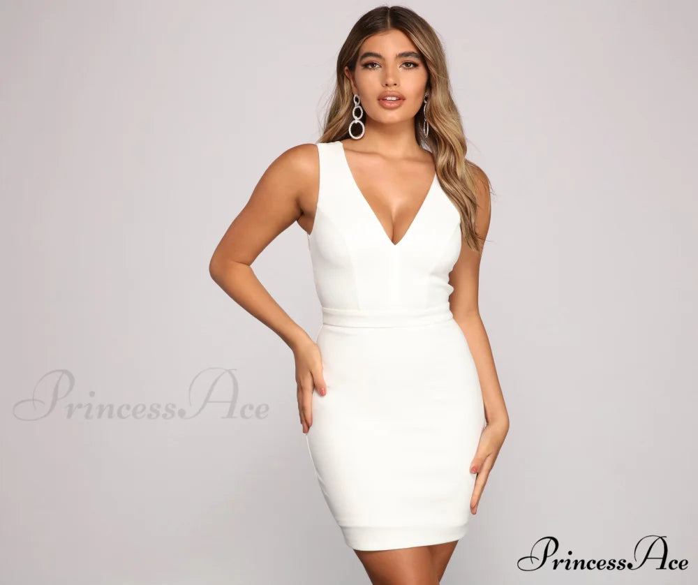 Stunning Babe Stylish Sleeveless Mini Dress IVORY / XS