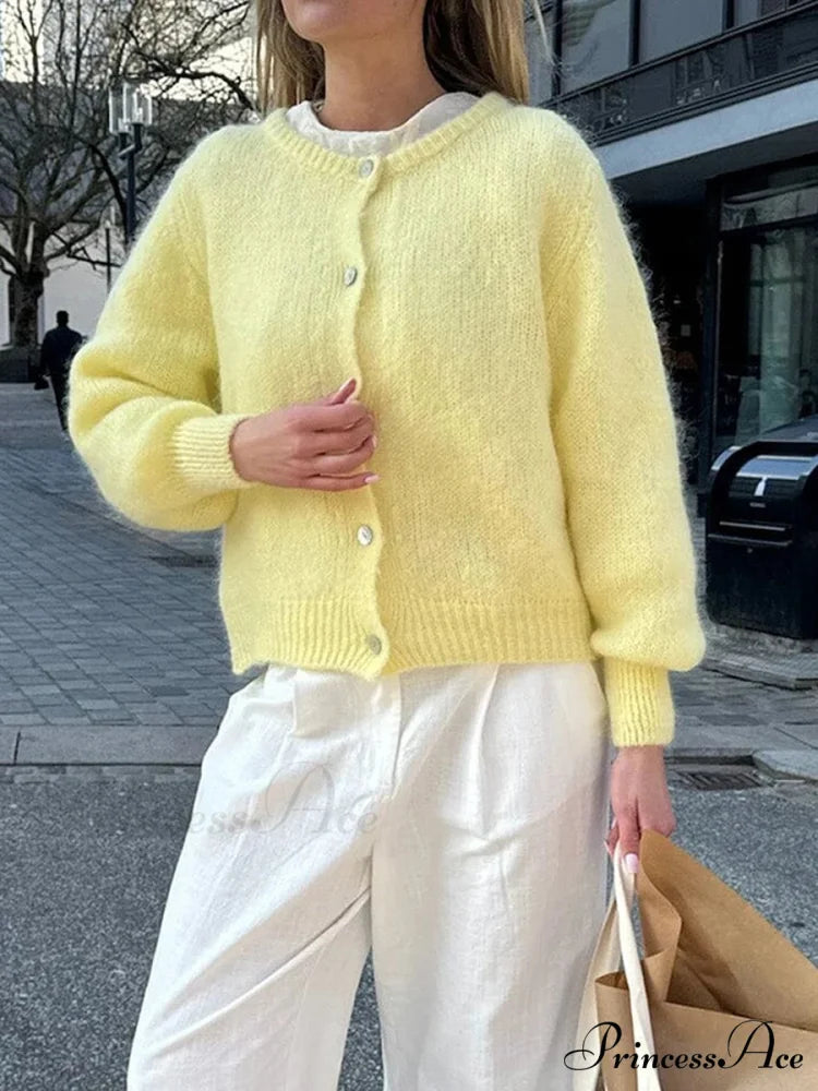 Stylish 2000s Button-Up Knit Informal Soft Cardigan Jacket cardiagn-250126