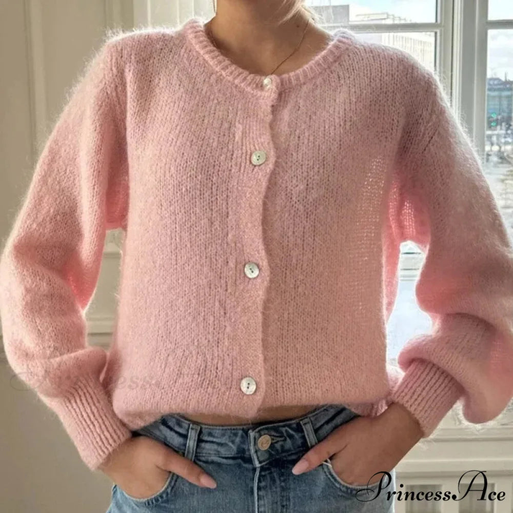 Stylish 2000s Button-Up Knit Informal Soft Cardigan Jacket cardiagn-250126