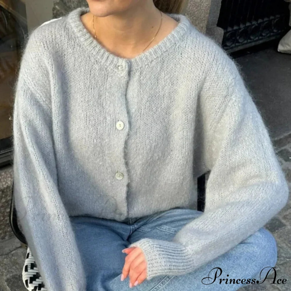 Stylish 2000s Button-Up Knit Informal Soft Cardigan Jacket cardiagn-250126