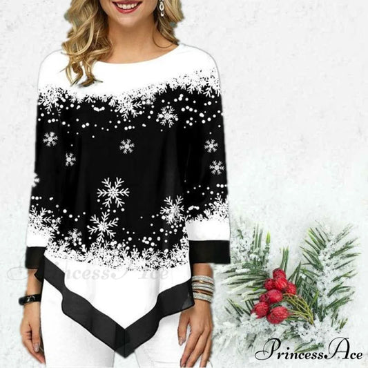 Stylish Asymmetrical Patterned Tee White / S