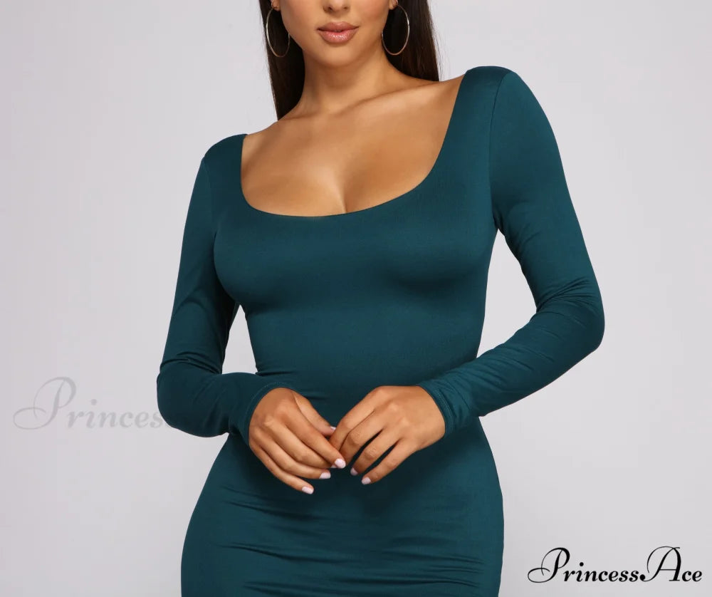 Stylish Babe Scoop Charming Neck Mini Dress