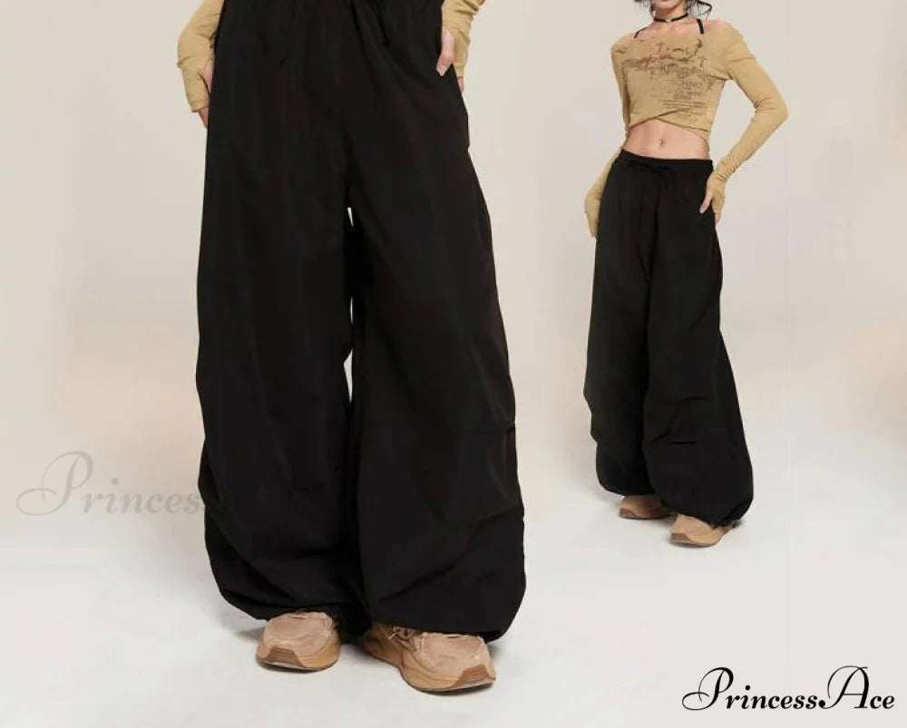 Stylish Baggy Workwear Cargo Trousers Black / S (35-45KG) pants-241228