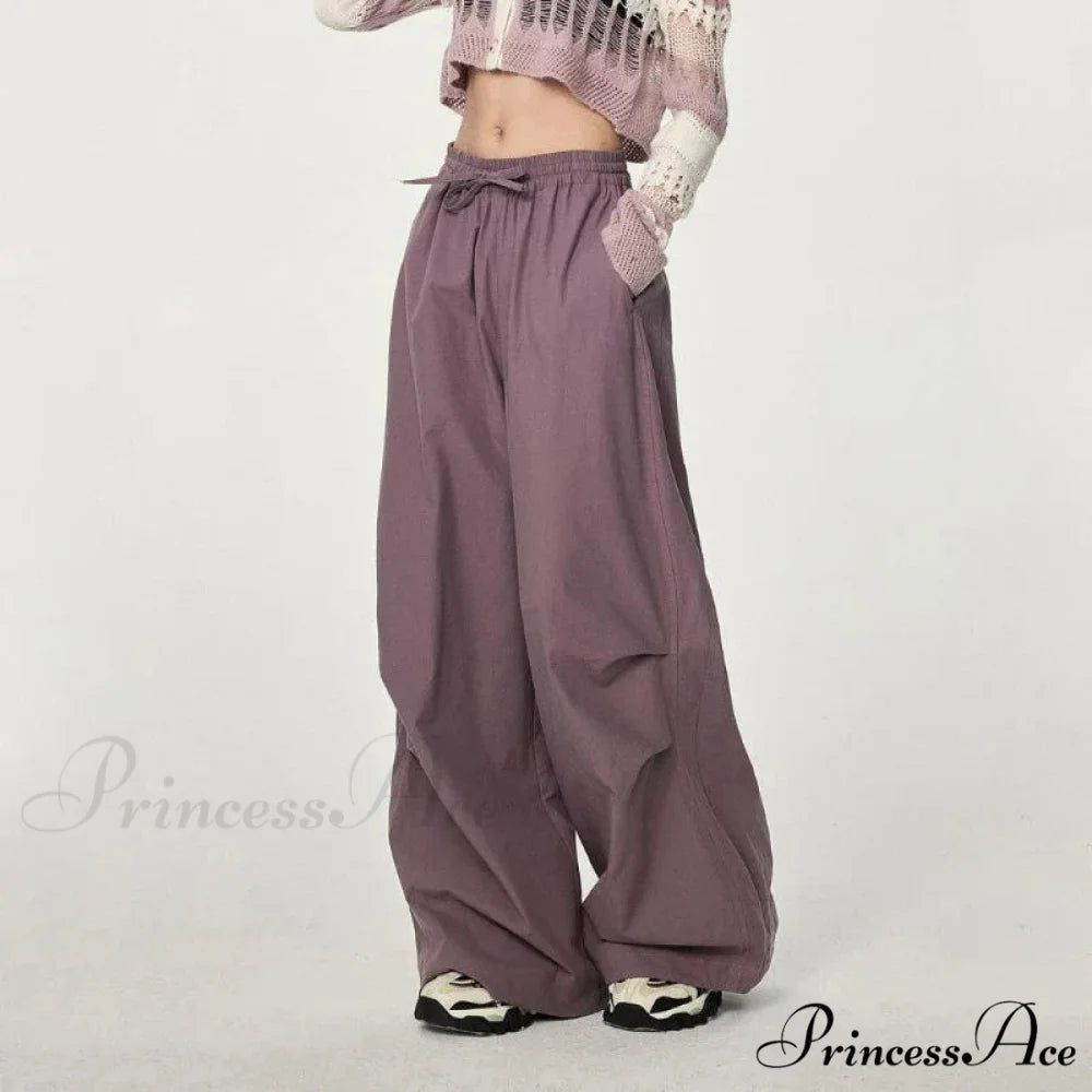 Stylish Baggy Workwear Cargo Trousers PURPLE / S (35-45KG) pants-241228