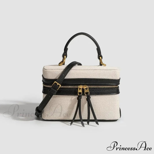 Stylish Box Canvas Shoulder Crossbody Bag Black shoulder-250126