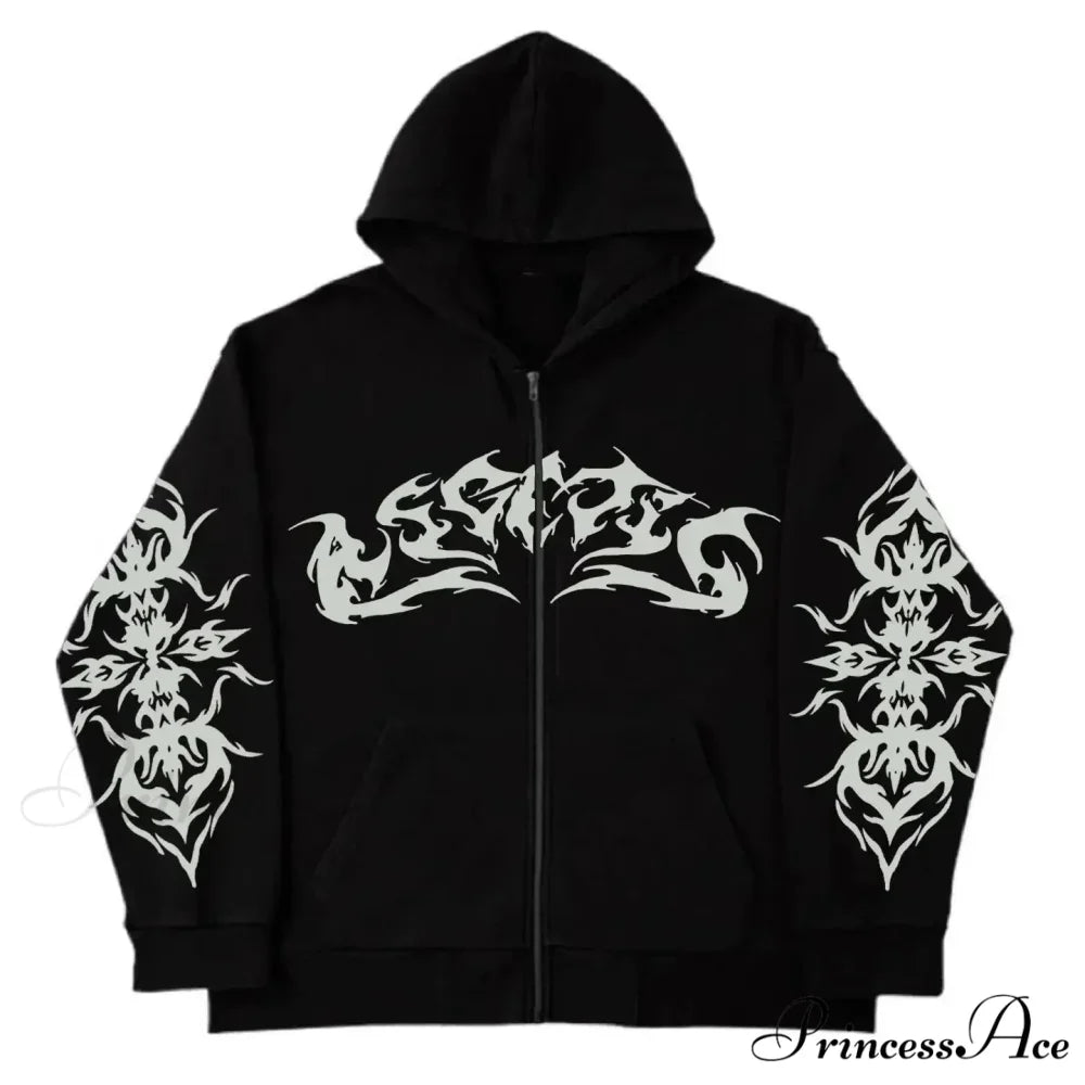Stylish Brand Printed Hoodie black / S hoodies-241228