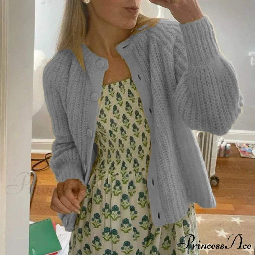 Stylish Button Up Retro 2000s Cardigan Blue / S cardigans-241228