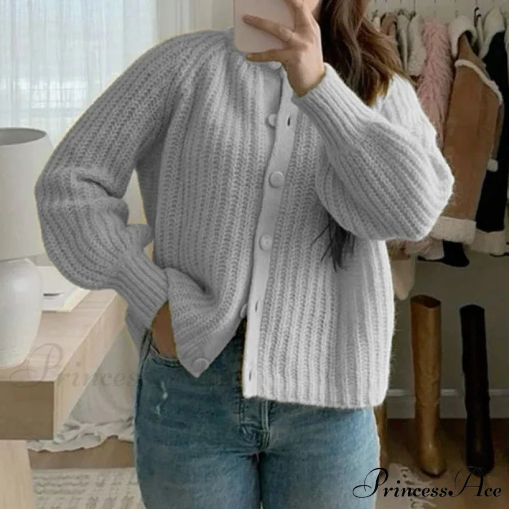 Stylish Button Up Retro 2000s Cardigan GRAY / S cardigans-241228
