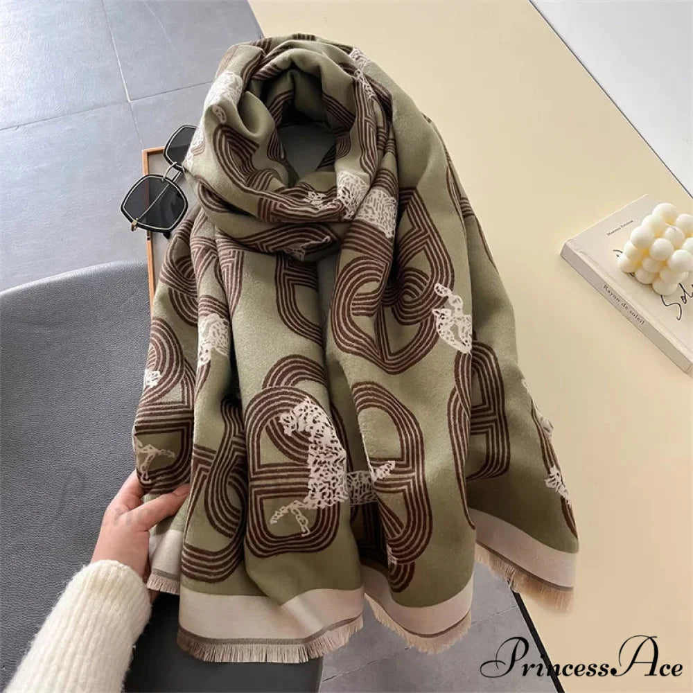 Stylish Cashmere Pashmina Scarf green scarf-241228