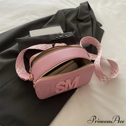 Stylish Cheetah Pattern Characters Crossbody Bag Double Zipper Pink crossbody-250126