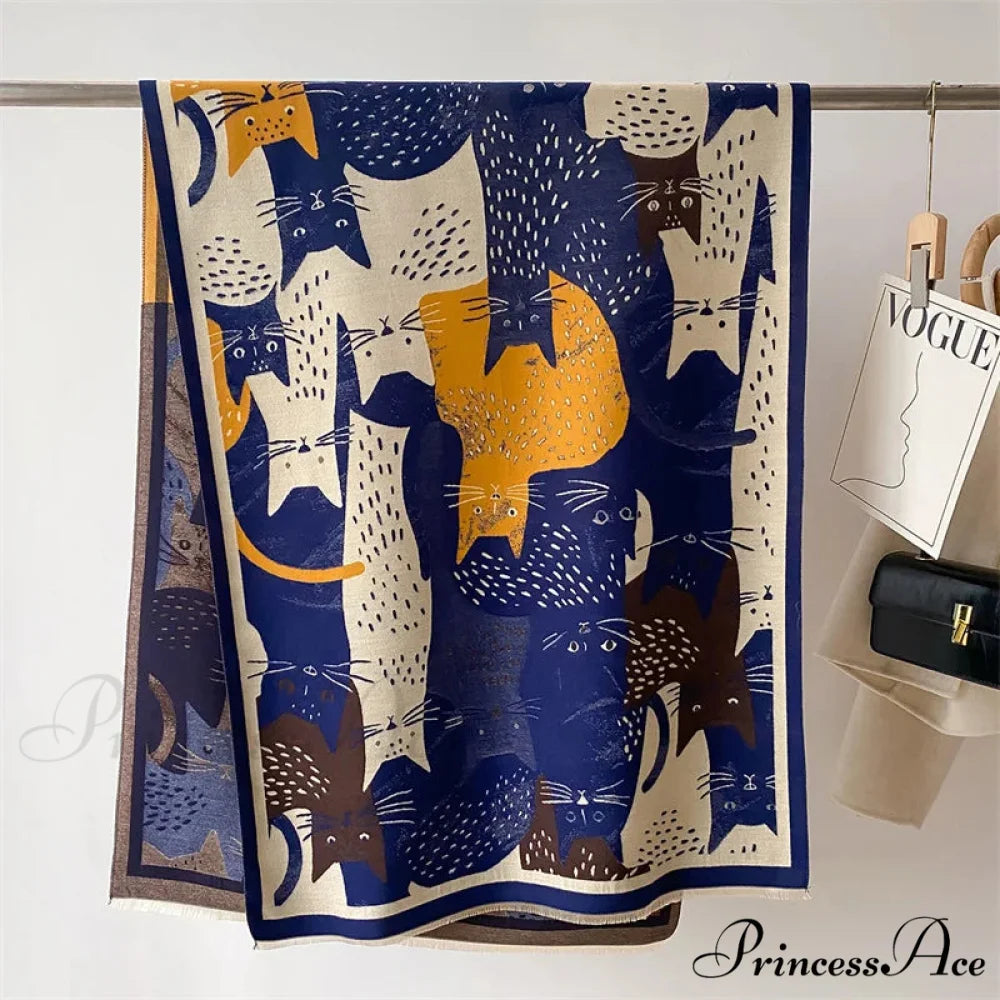 Stylish Chunky Shawl Wrap Wool Scarf blue scarf-241228