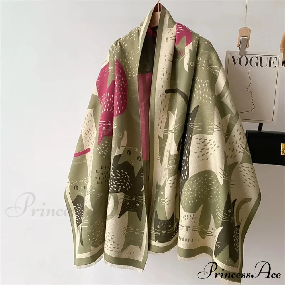 Stylish Chunky Shawl Wrap Wool Scarf light green scarf-241228