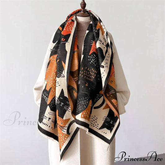 Stylish Chunky Shawl Wrap Wool Scarf orange scarf-241228
