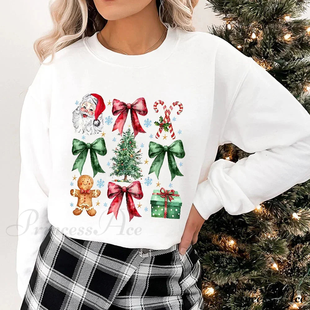 Stylish Coquette Christmas Santa Sweatshirt Holiday Christmas Hoodie Christmas Hoodies-L