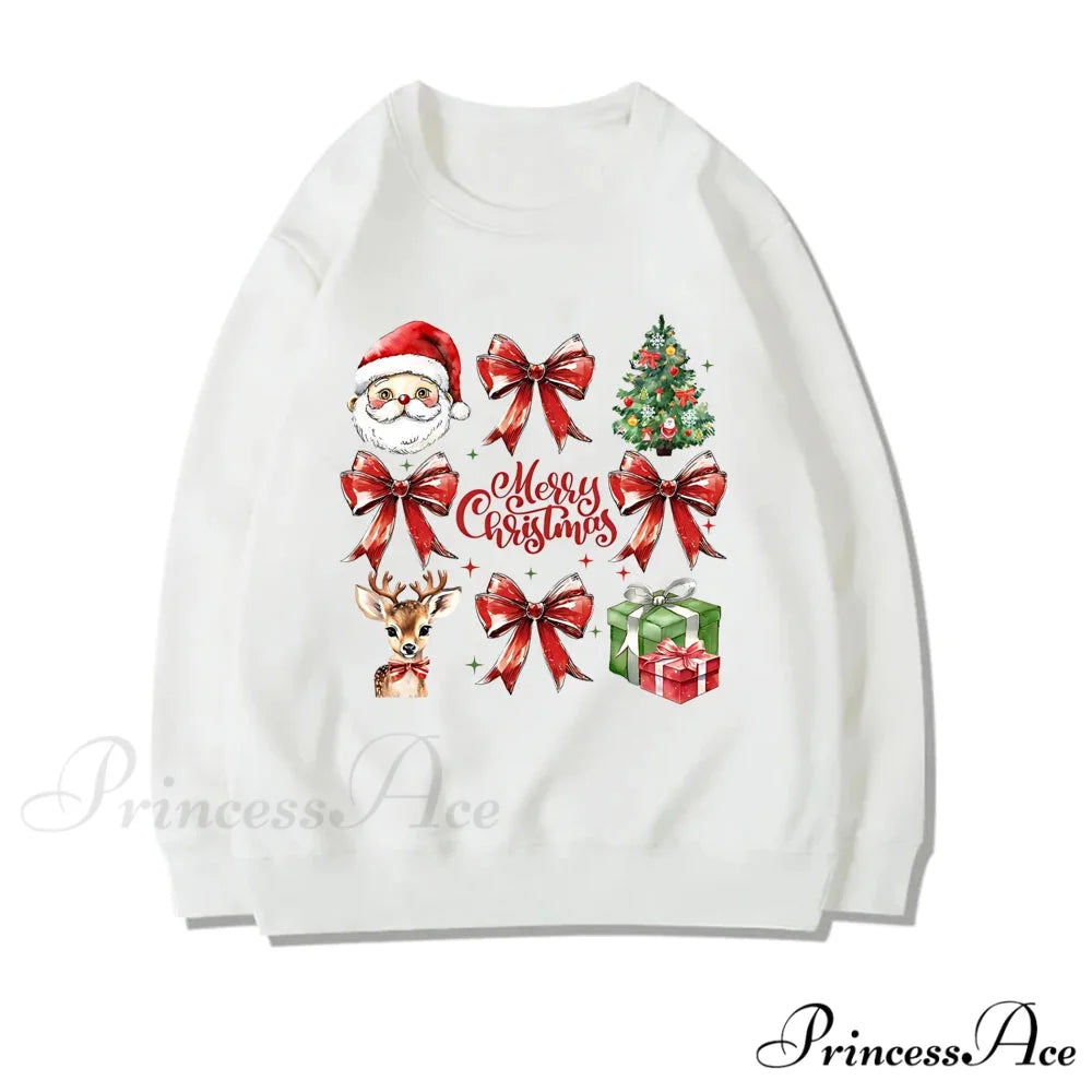 Stylish Coquette Christmas Santa Sweatshirt Holiday Christmas Hoodie white 4 / S Christmas Hoodies-L