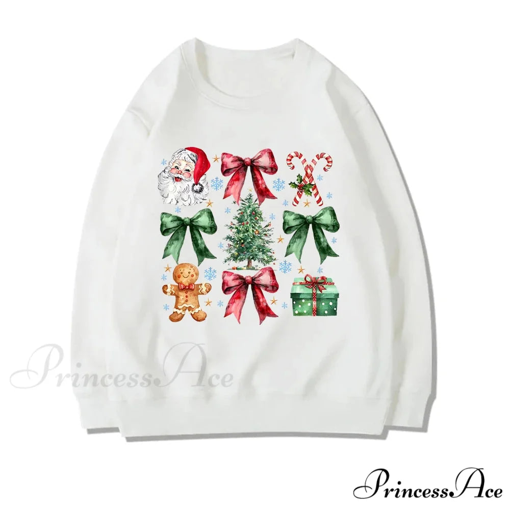 Stylish Coquette Christmas Santa Sweatshirt Holiday Christmas Hoodie white / S Christmas Hoodies-L