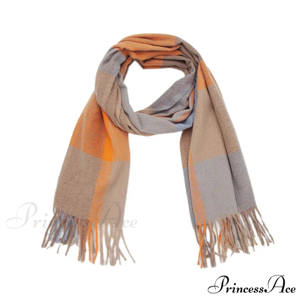 Stylish Cozy Knitted Cashmere Checkered Scarf Color-03 scarf-241228