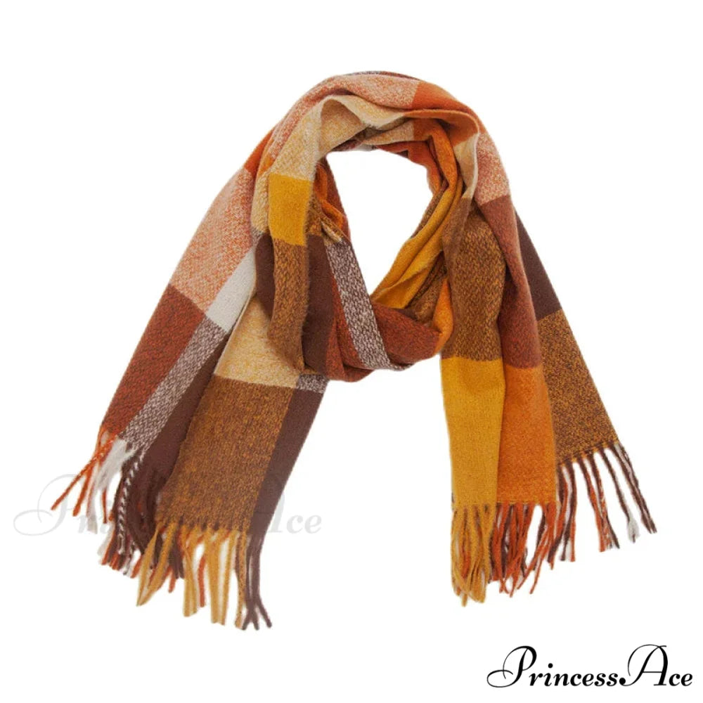 Stylish Cozy Knitted Cashmere Checkered Scarf Color01 scarf-241228
