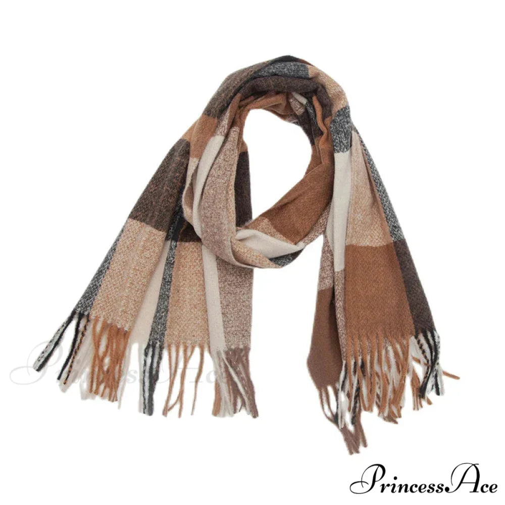 Stylish Cozy Knitted Cashmere Checkered Scarf Color04 scarf-241228