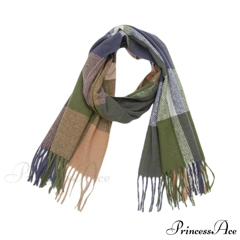 Stylish Cozy Knitted Cashmere Checkered Scarf Color06 scarf-241228