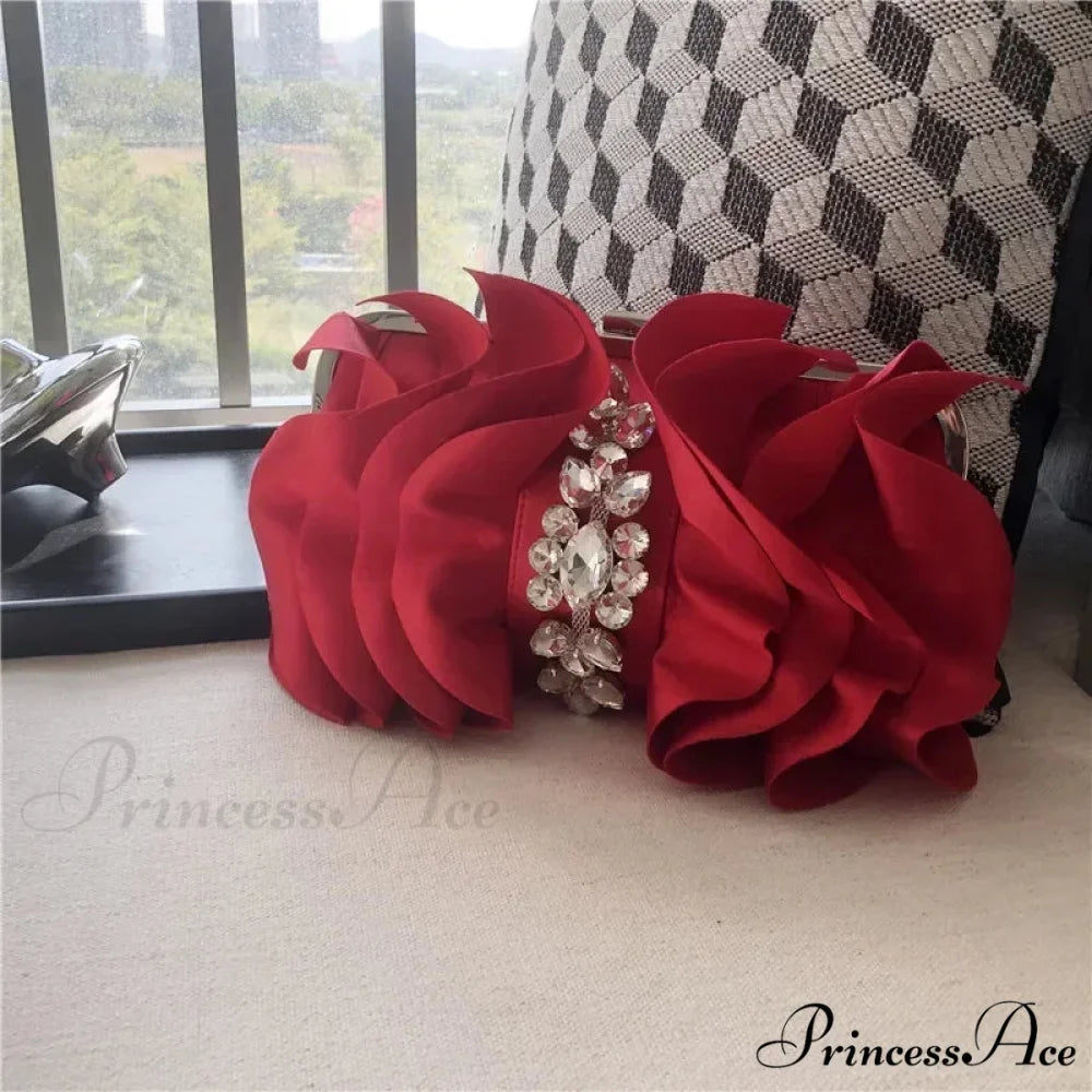 Stylish Crimson Night Rhinestone Clutch Wristlet S / Red wristlet-250126