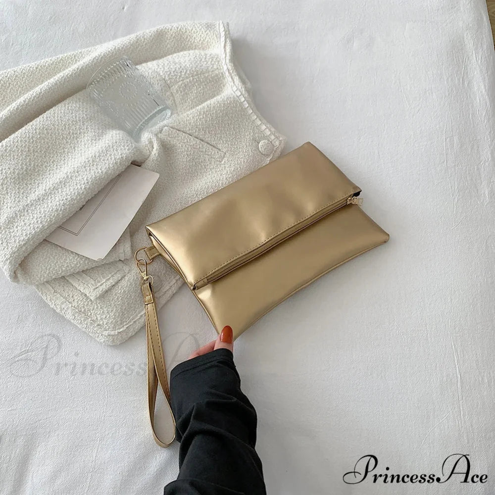 Stylish Day Envelope Clutch Wristlet Gold wristlet-250126