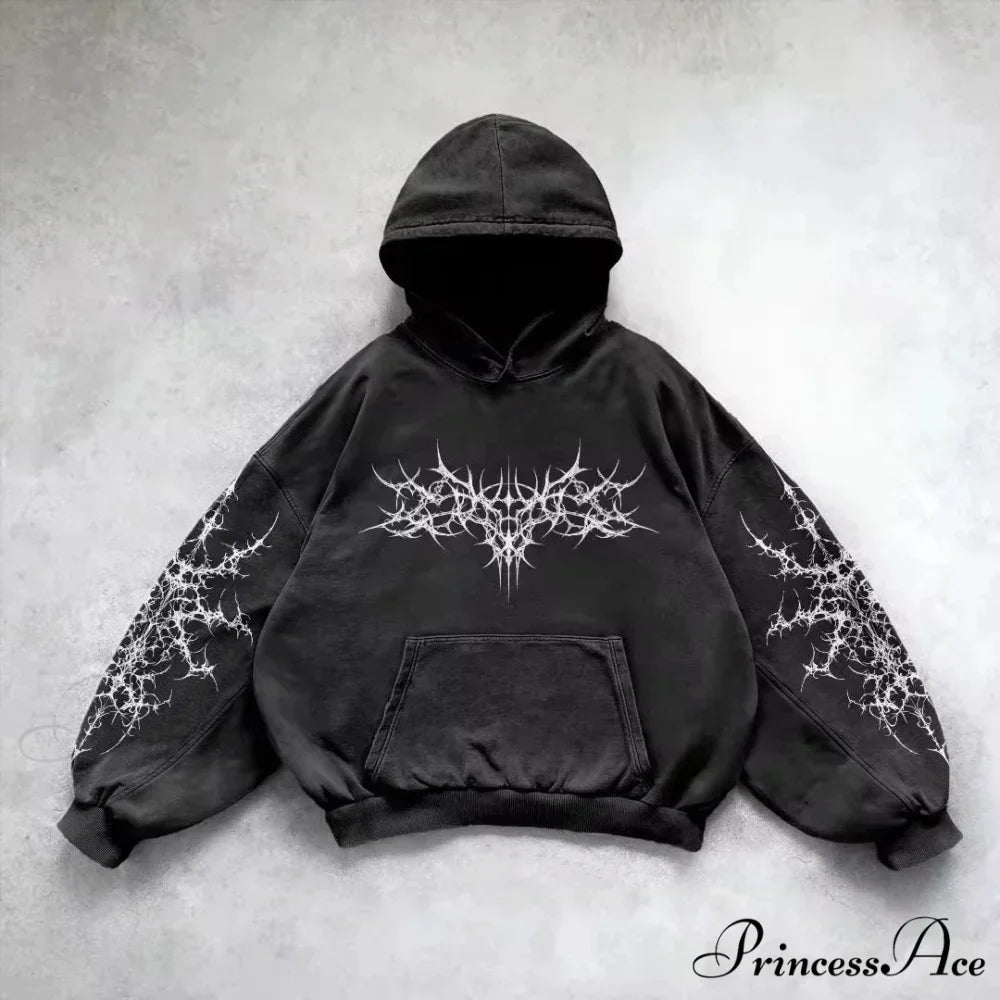 Stylish Design Patch Pullover Hoodie black 3 / M hoodies-241228