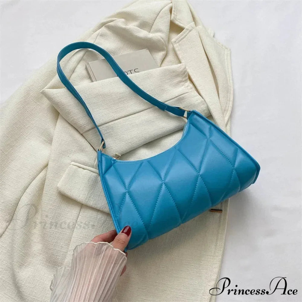 Stylish Faux Leather Underarm Shoulder Bag Blue shoulder-250126