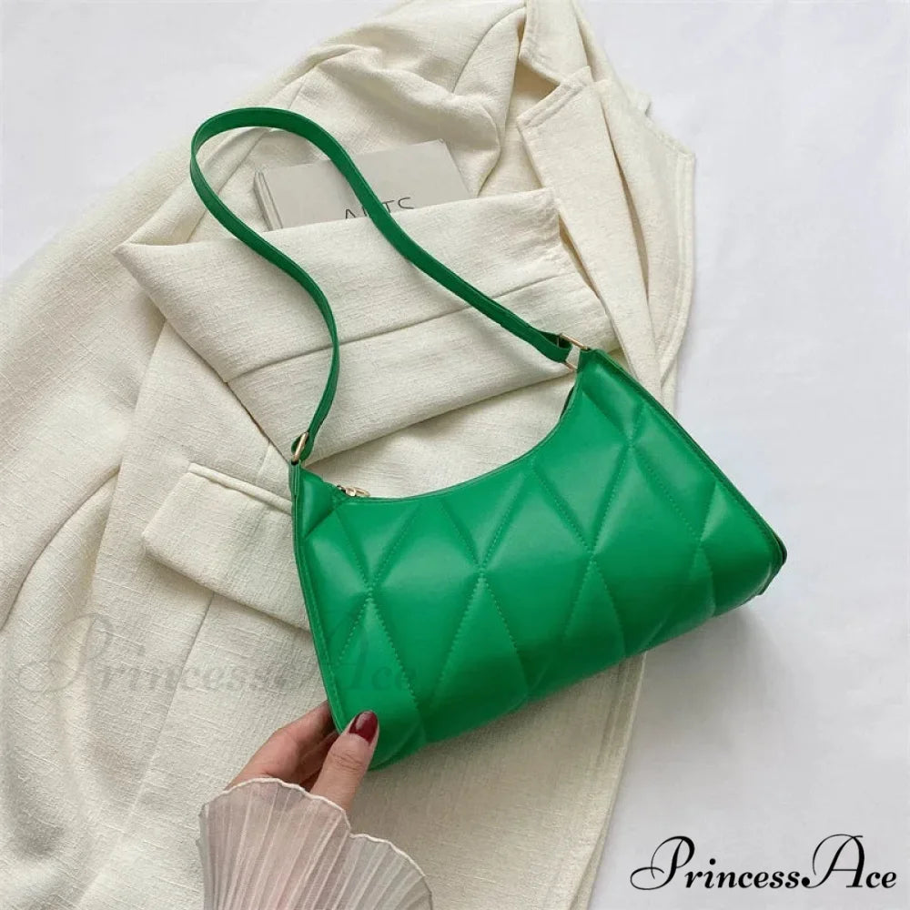 Stylish Faux Leather Underarm Shoulder Bag Green shoulder-250126