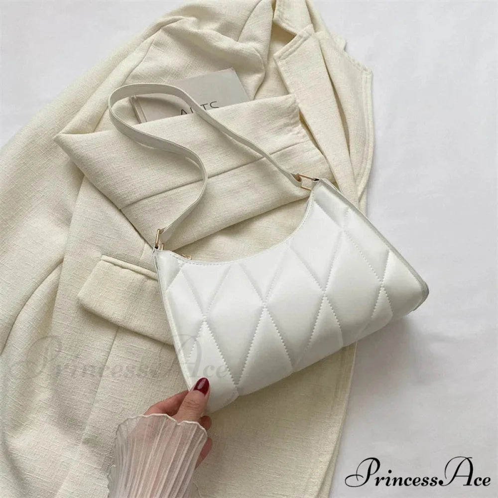 Stylish Faux Leather Underarm Shoulder Bag White shoulder-250126