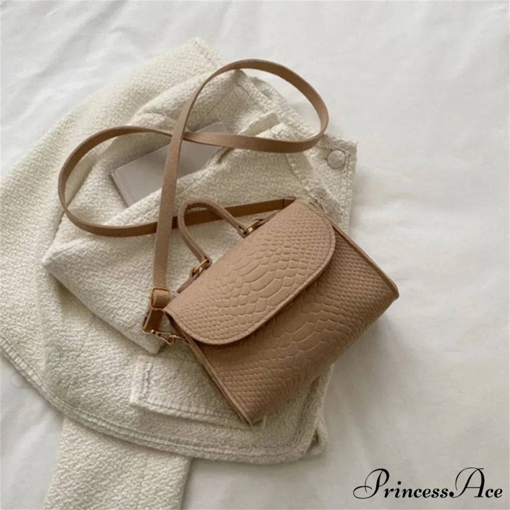 Stylish Felt Alligator Textured Crossbody Purse Khaki handbag-250126