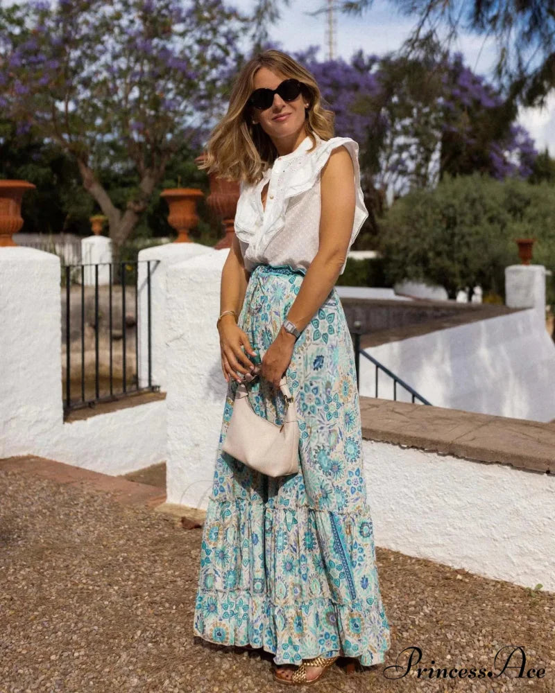 Stylish Flower Pleats Free-Spirited Stretchy High Waist Skirt skirt-250126