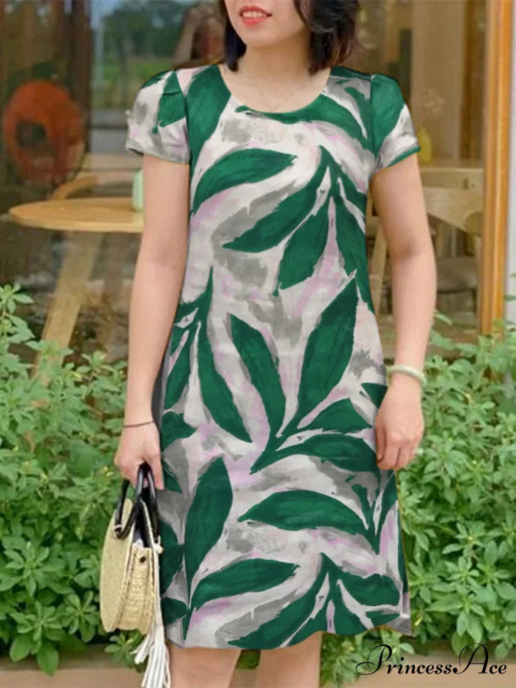 Stylish Flower Sundress Informal Flower Dress B-Green / S oldfloraldress-250126